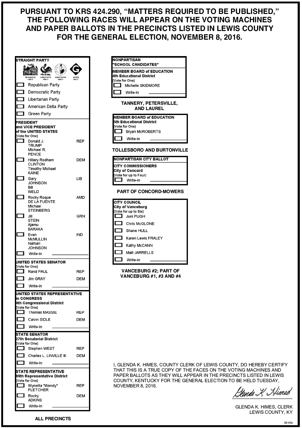 2016 General Election Sample Ballot The Lewis County Herald